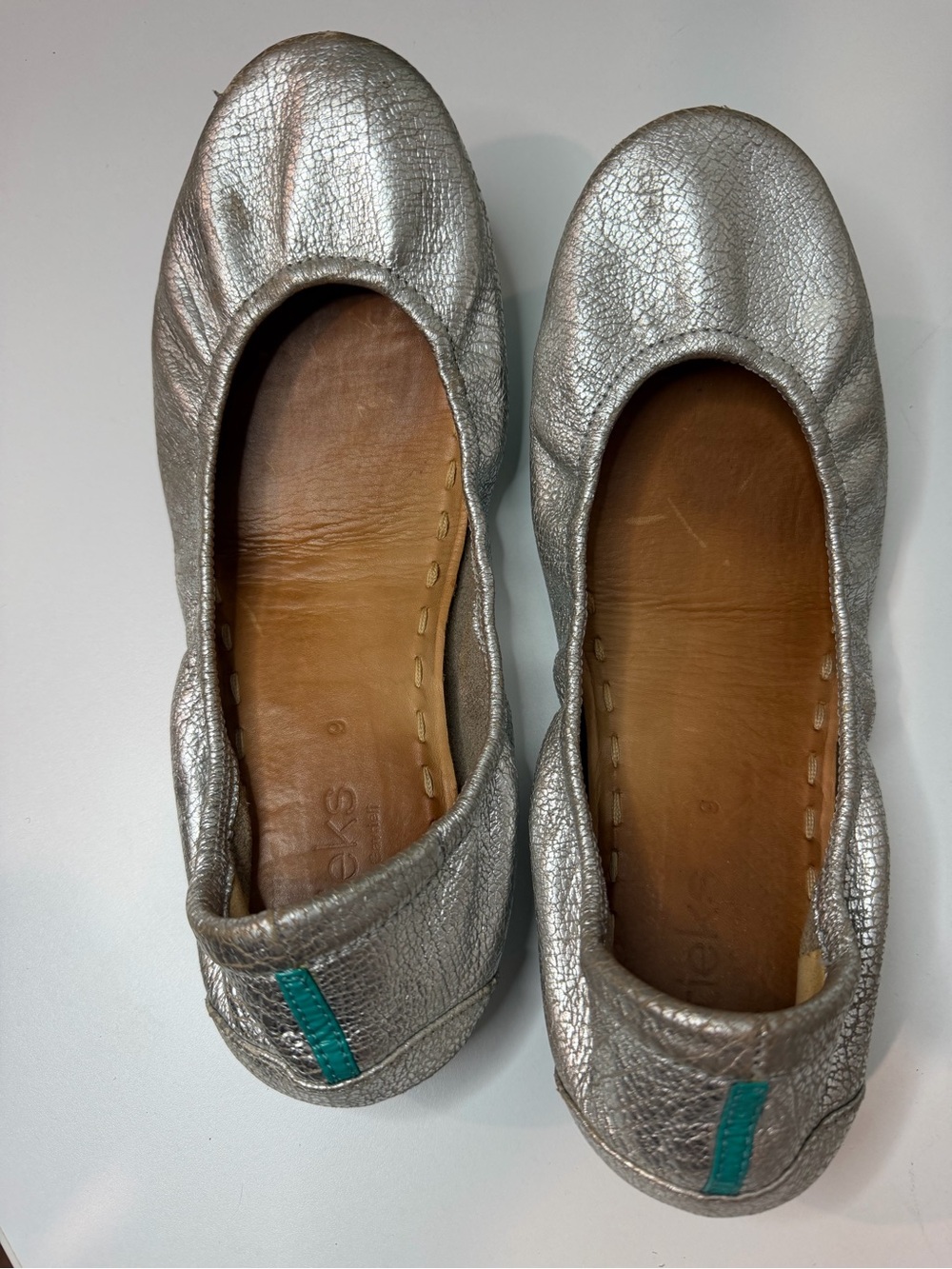 Silver Tieks Women's Leather Ballet Flats - Classic Metallic 9